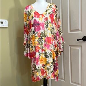 Calvin Klein, size 16W, Floral V-Neck Dress